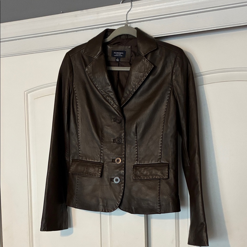 Sonoma Chocolate Brown Lambskin Leather Blazer